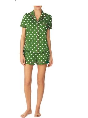 Kate Spade Green and White Polka Dot Pajama Set